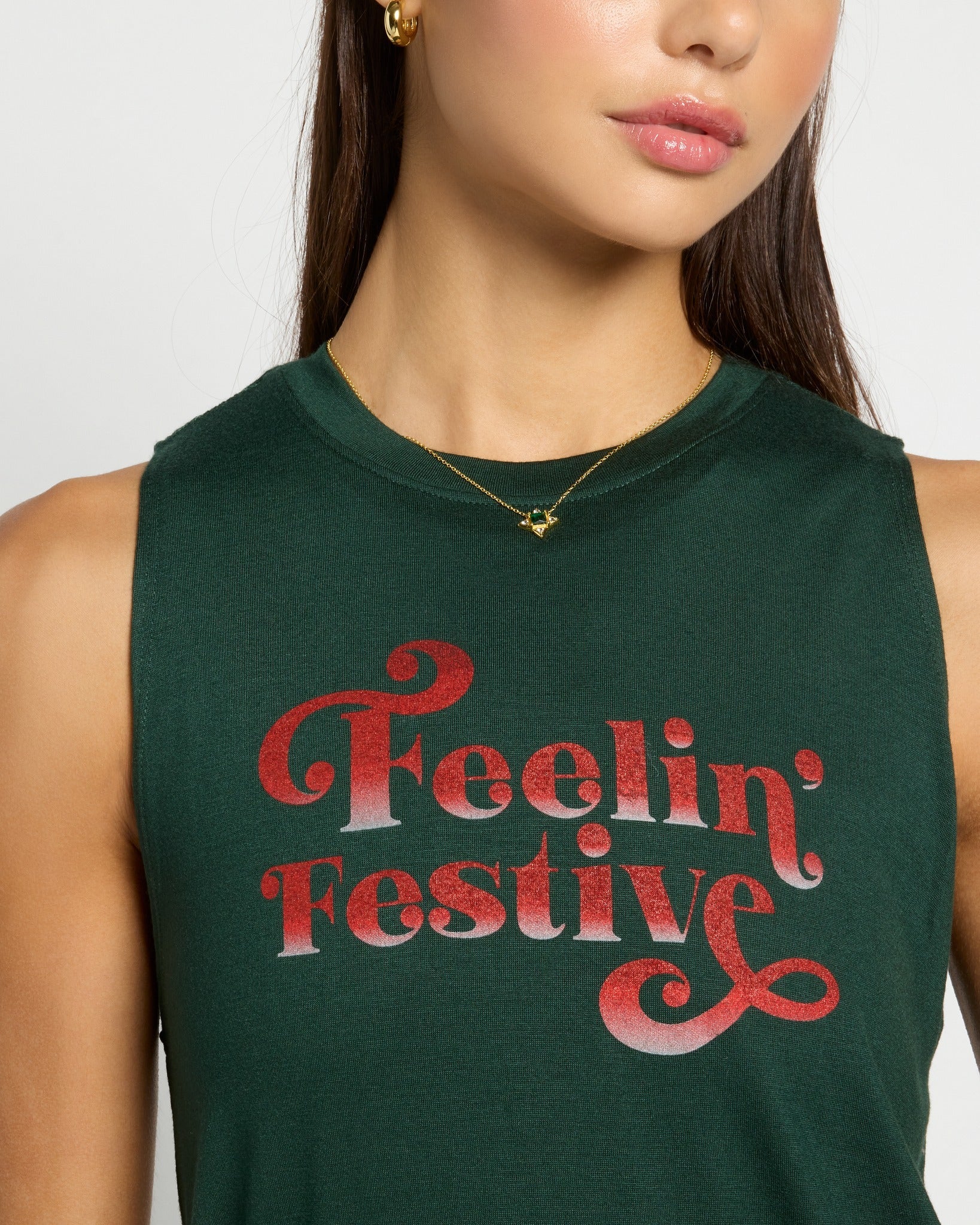 Hunter Green $|& Interval Grace Muscle Tank Feelin Festive - SOF Full Front