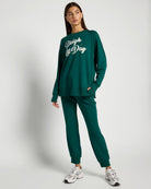 Forest Green $|& Interval Flex Fleece Graphic Pullover Sleighin All Day - UGC On Fig