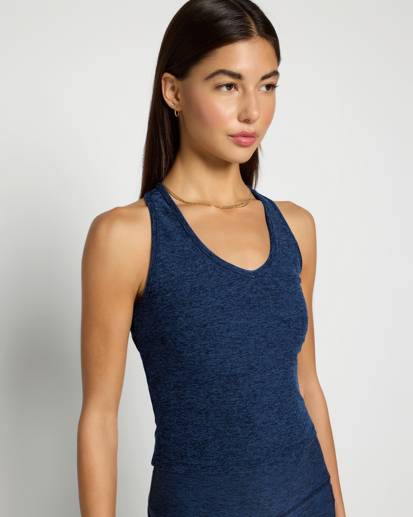 Iris Black $|& Interval FlowHeather Sculpt Stride Long Crop Tank - SOF Front