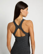 Heather Charcoal $|& Interval FlowHeather Sculpt Stride Long Crop Tank - SOF Back