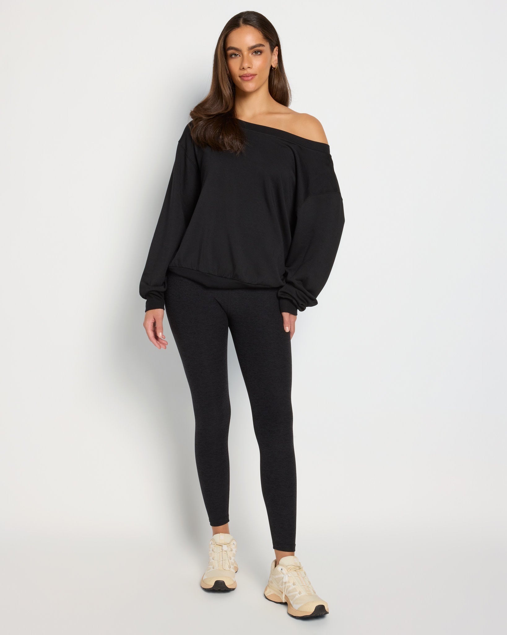 Black $|& Interval Flex Fleece One Shoulder Pullover - UGC On Fig
