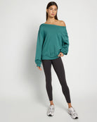 Deep Teal $|& Interval Flex Fleece One Shoulder Pullover - UGC On Fig