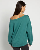 Deep Teal $|& Interval Flex Fleece One Shoulder Pullover - SOF Back