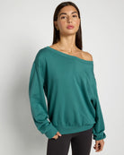 Deep Teal $|& Interval Flex Fleece One Shoulder Pullover - SOF Front