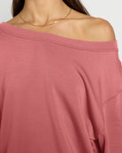 Marsala $|& Interval Flex Fleece One Shoulder Pullover - SOF Full Front