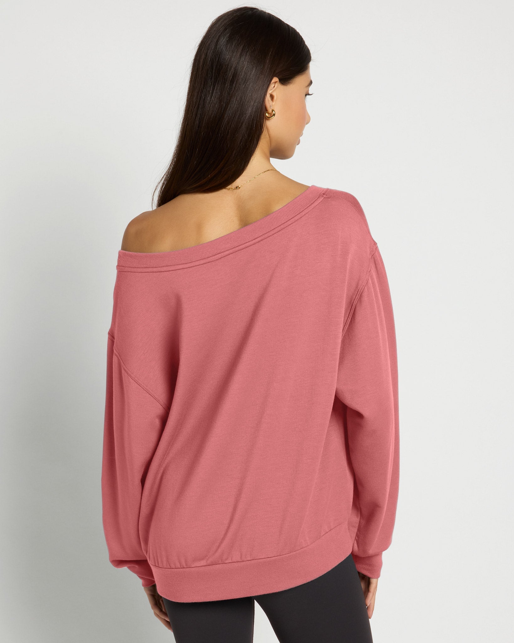 Marsala $|& Interval Flex Fleece One Shoulder Pullover - SOF Back