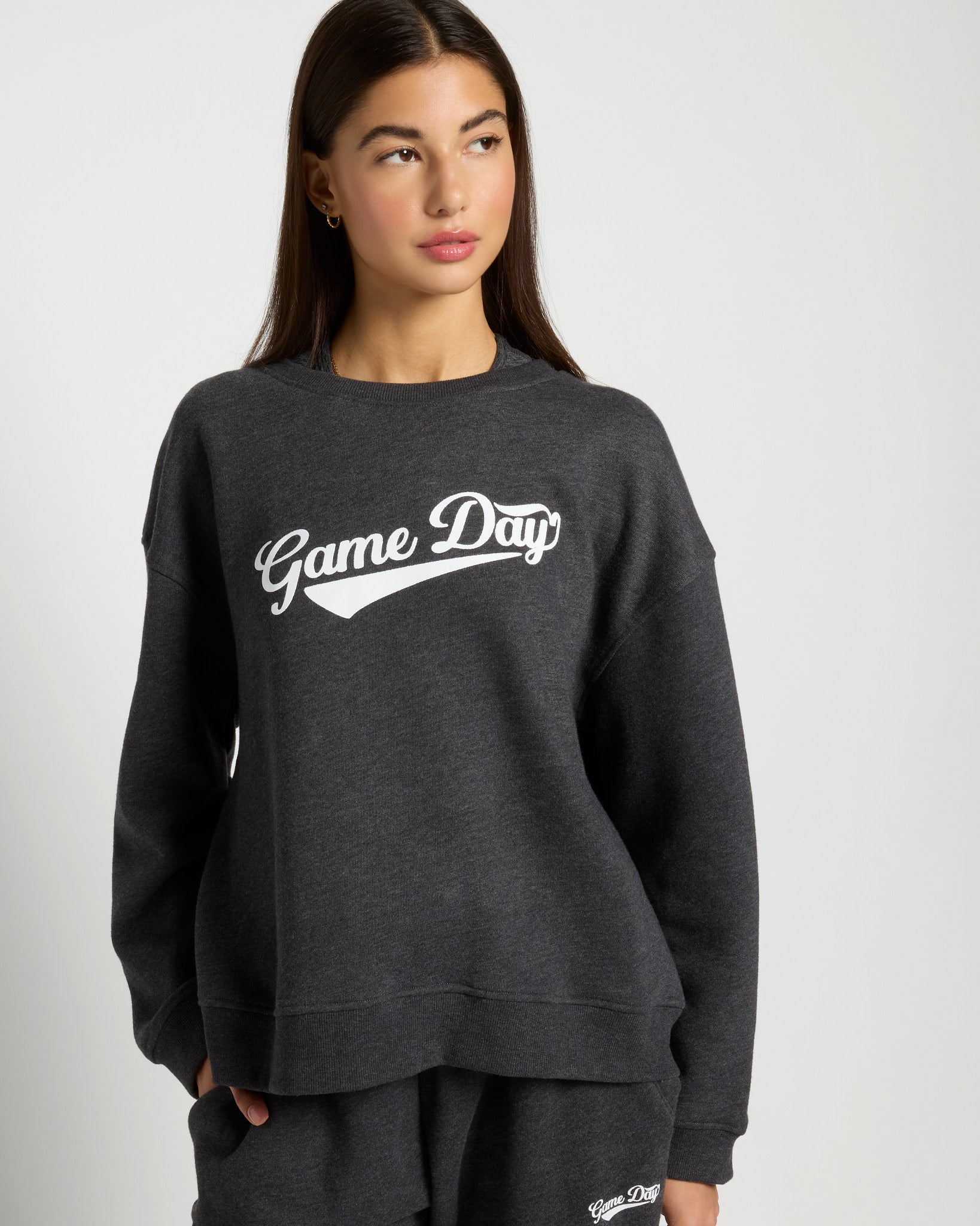 Heather Obsidian $|& Interval Rise Crewneck Pullover - SOF Front