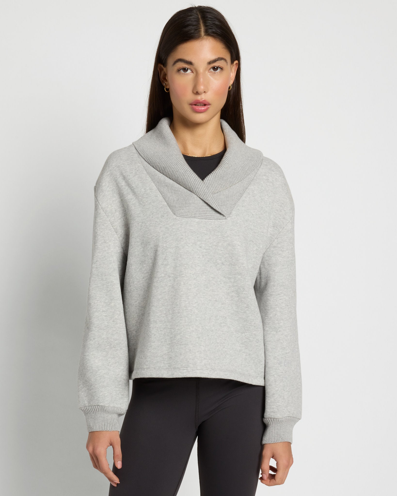 Athletic Heather $|& Interval Harmony Shawl Collar Pullover - SOF Front