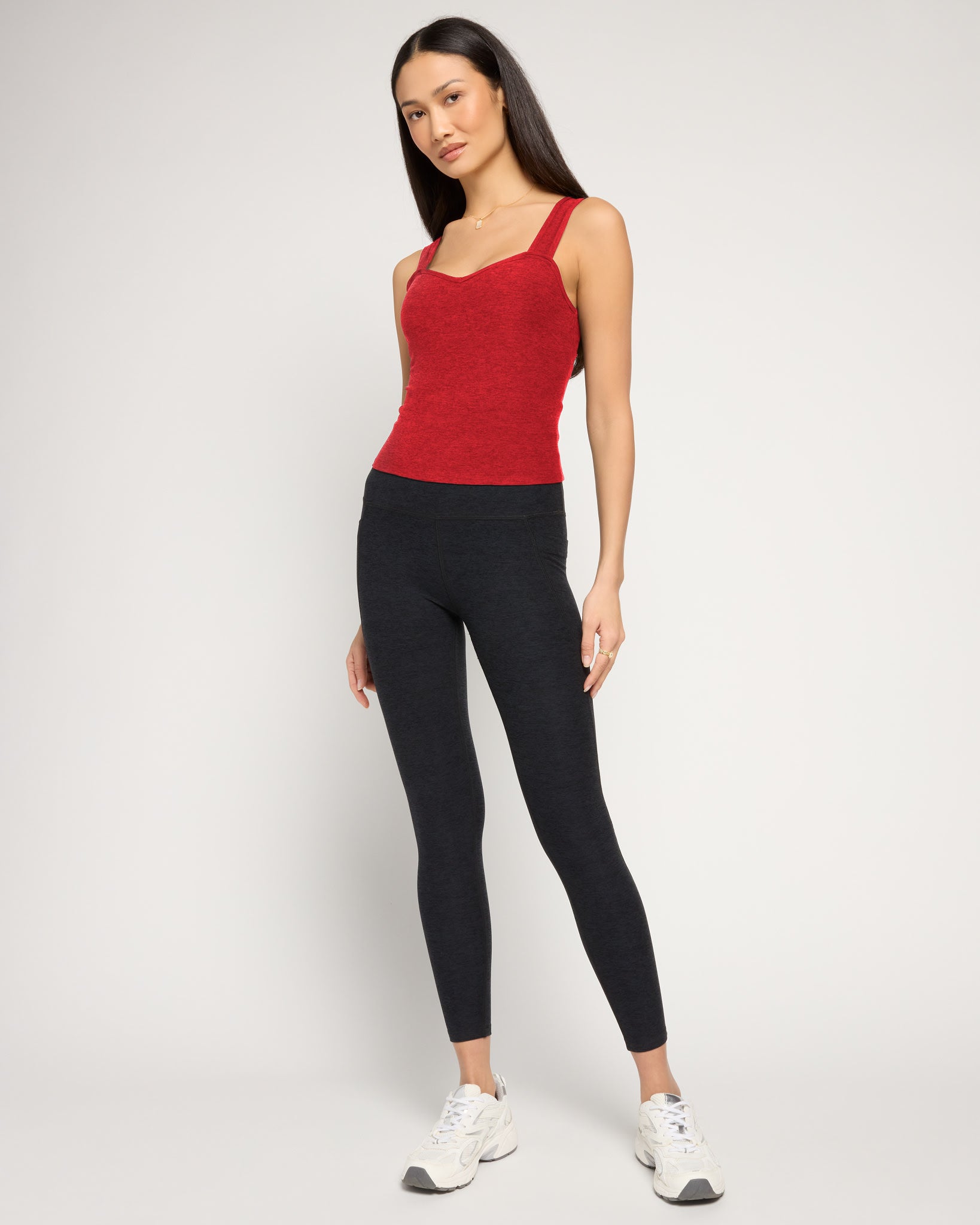 Love Red Heather $|& Interval FlowHeather Sculpt Starting Line Long Crop Tank - UGC On Fig