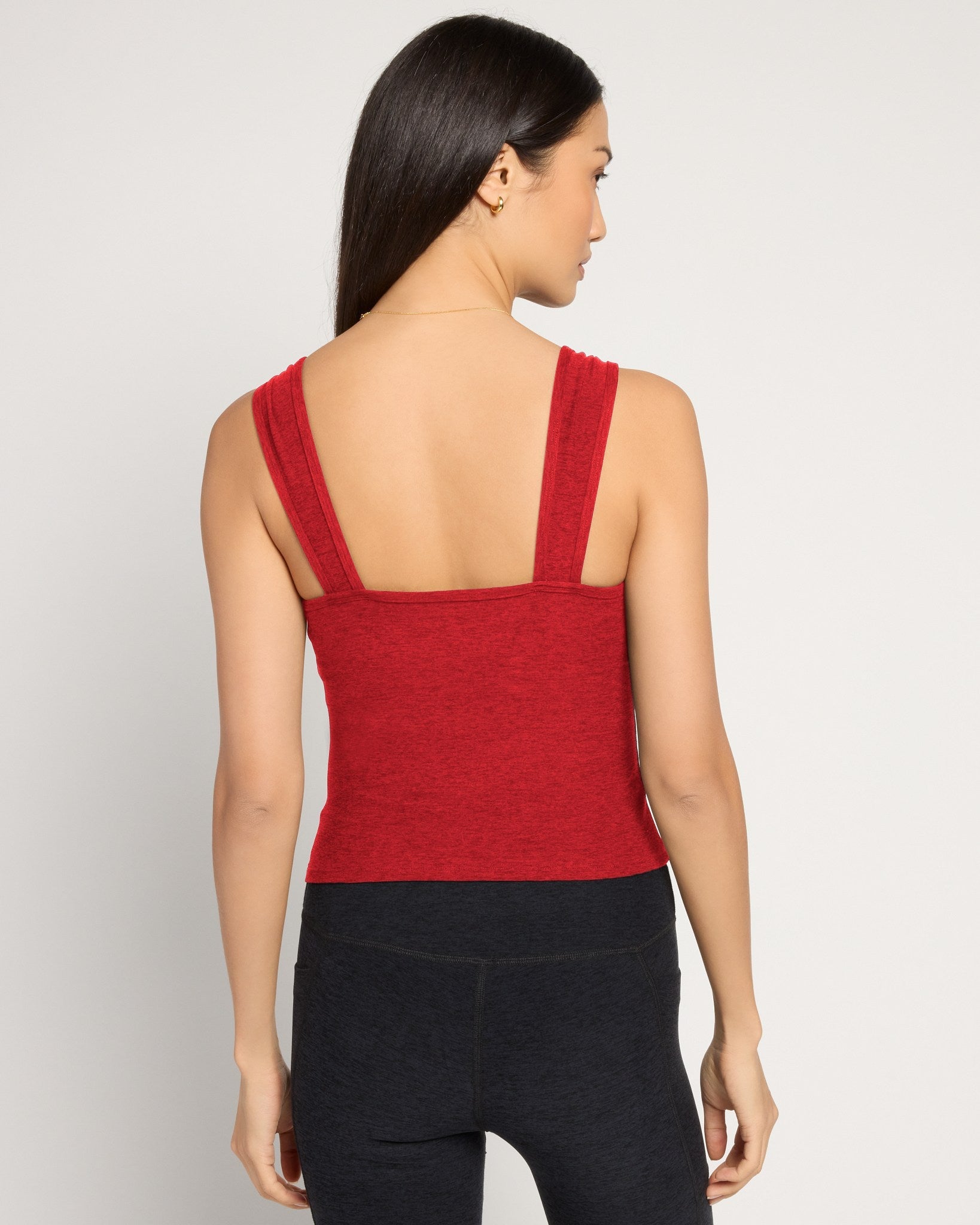 Love Red Heather $|& Interval FlowHeather Sculpt Starting Line Long Crop Tank - SOF Back