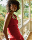 Love Red Heather $|& Interval FlowHeather Sculpt Starting Line Long Crop Tank - SOF Side