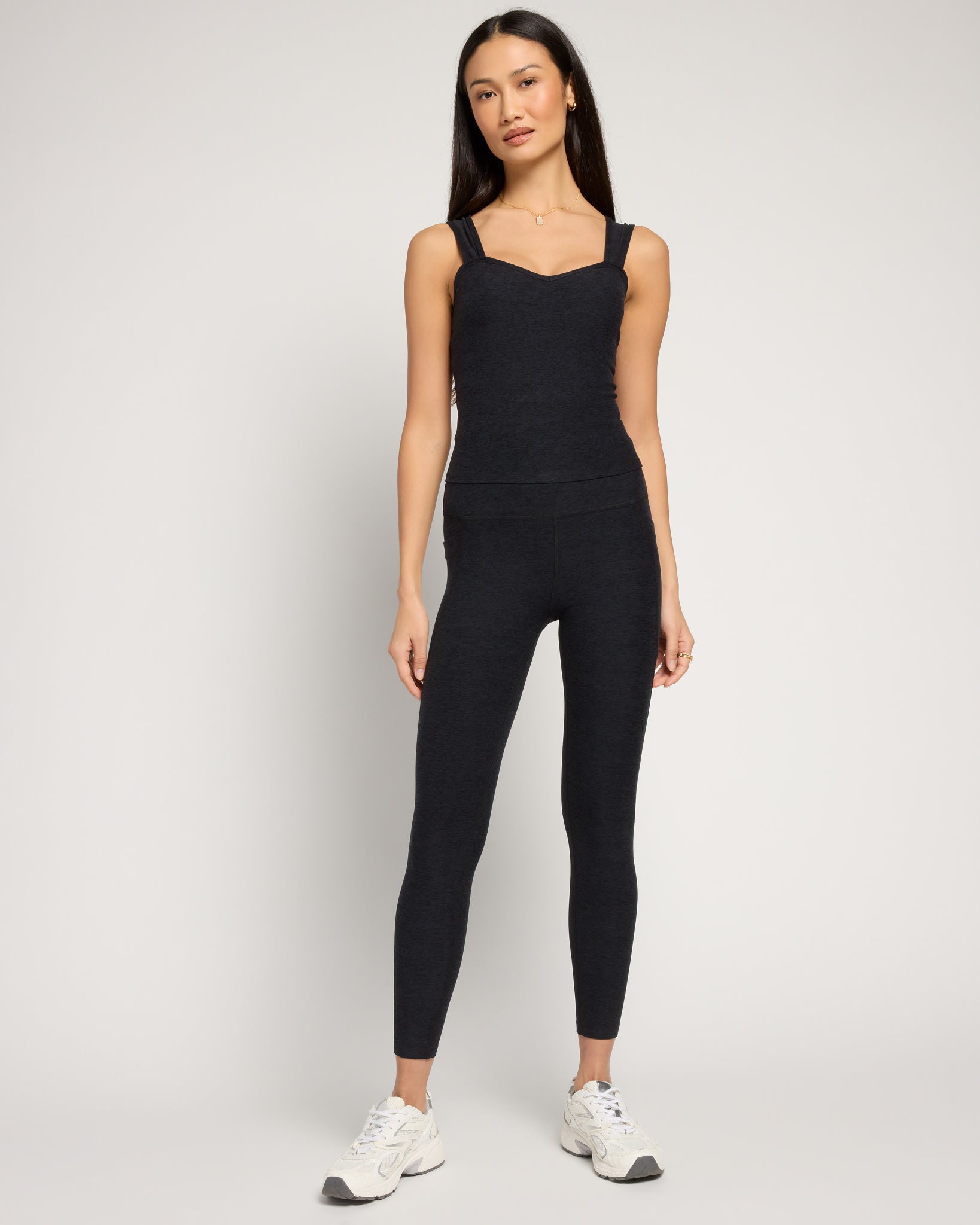 Night Sky Heather $|& Interval FlowHeather Sculpt Starting Line Long Crop Tank - UGC On Fig