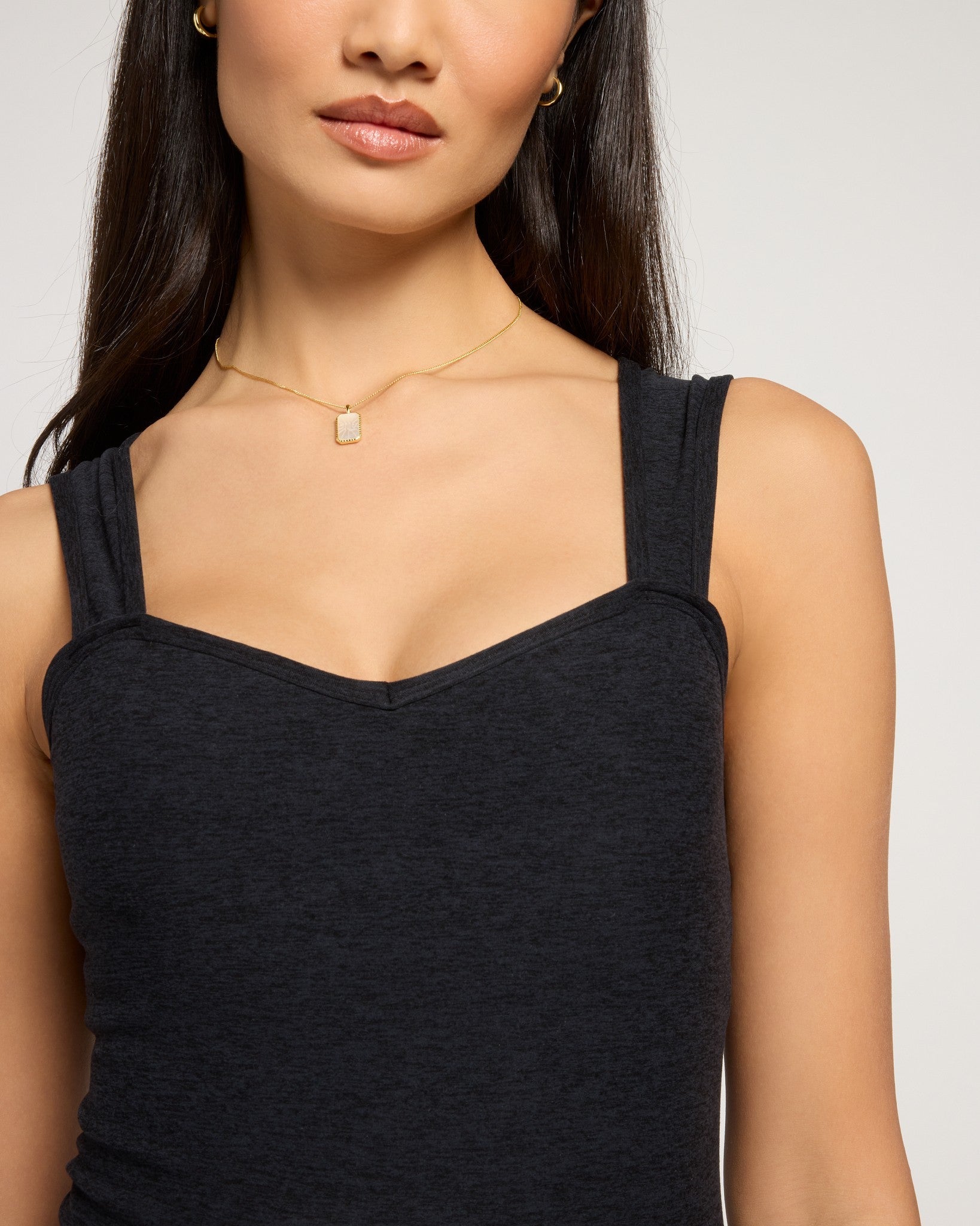 Night Sky Heather $|& Interval FlowHeather Sculpt Starting Line Long Crop Tank - SOF Full Front