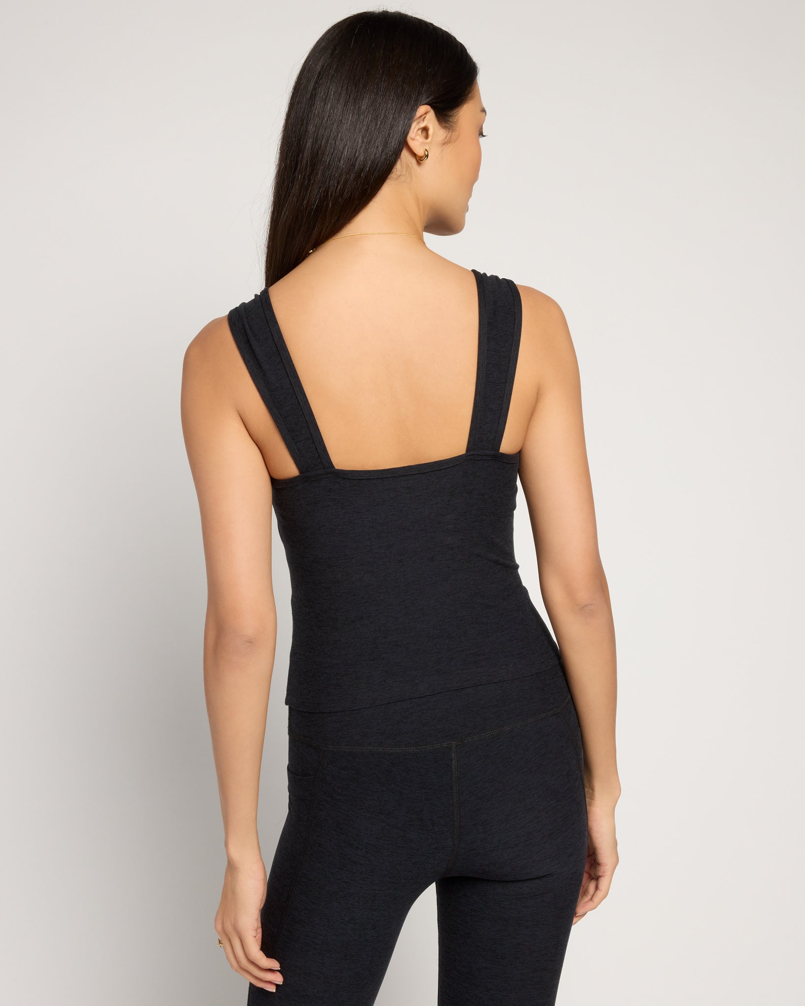 Night Sky Heather $|& Interval FlowHeather Sculpt Starting Line Long Crop Tank - SOF Back