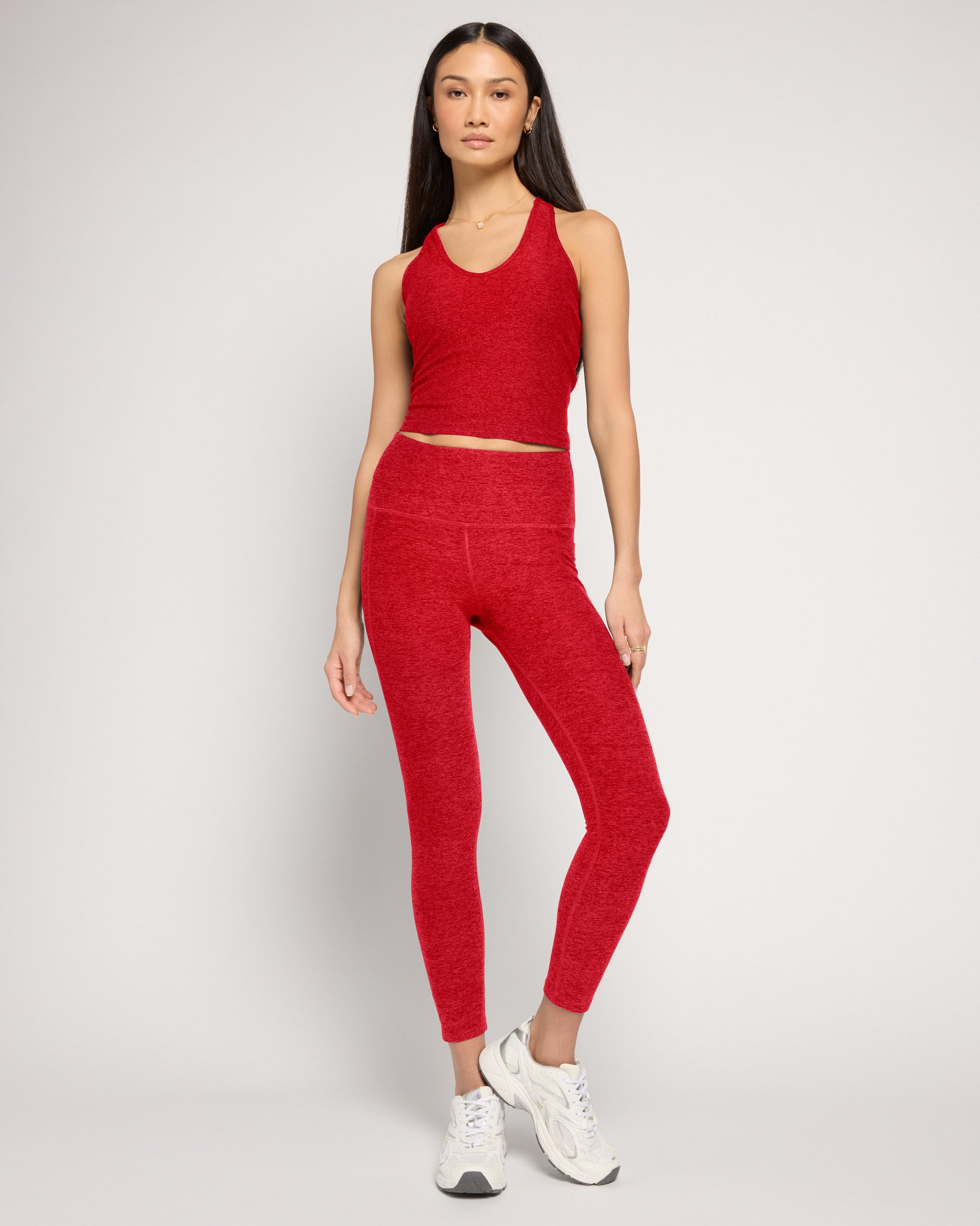 Love Red Heather $|& Interval FlowHeather Sculpt Stride Long Crop Tank - UGC On Fig