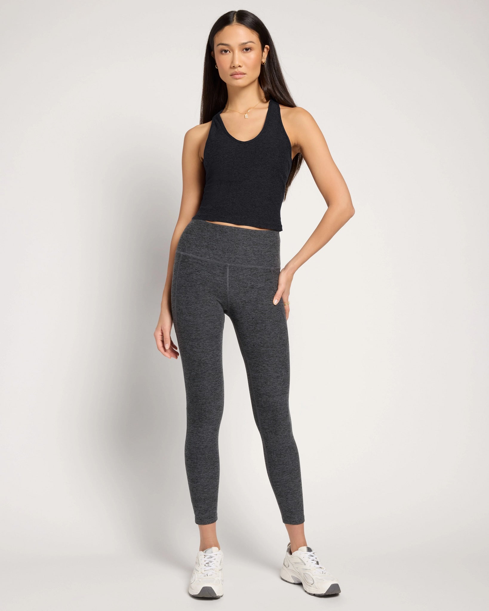 Night Sky Heather $|& Interval FlowHeather Sculpt Stride Long Crop Tank - UGC On Fig