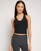Night Sky Heather $|& Interval FlowHeather Sculpt Stride Long Crop Tank - SOF Front