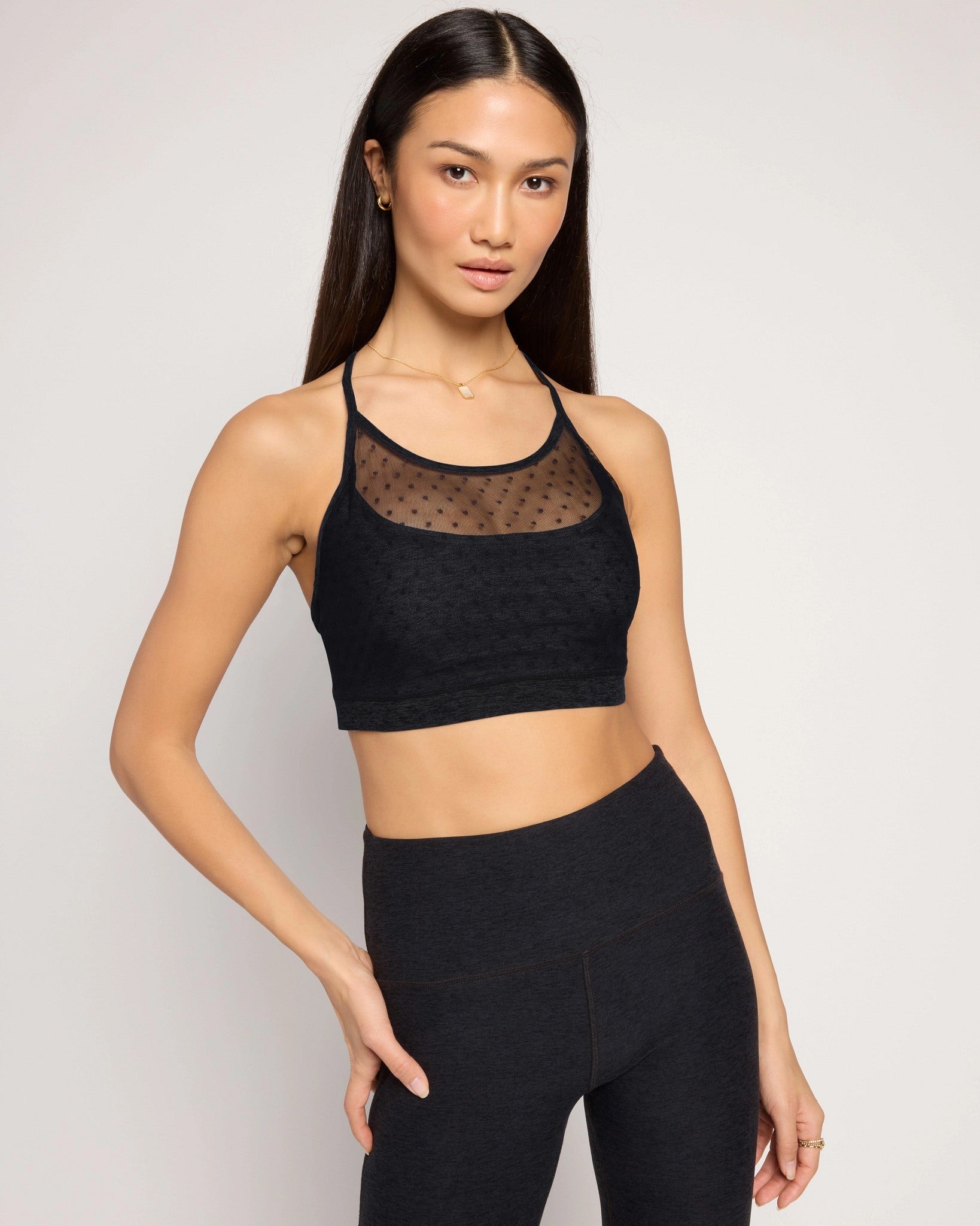 Night Sky Heather $|& Interval FlowHeather Sculpt Sleek Racer Back Bra - SOF Front
