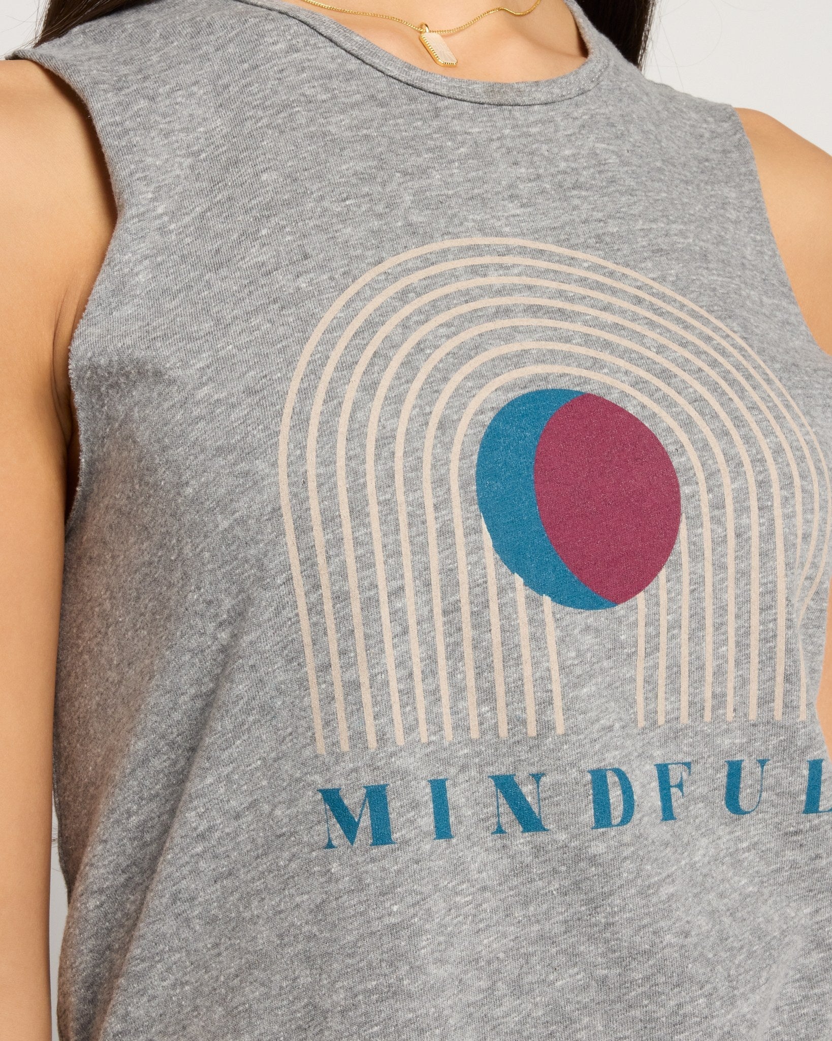 Heather Grey $|& Interval Aspire Graphic Tank Mindful - SOF Full Front