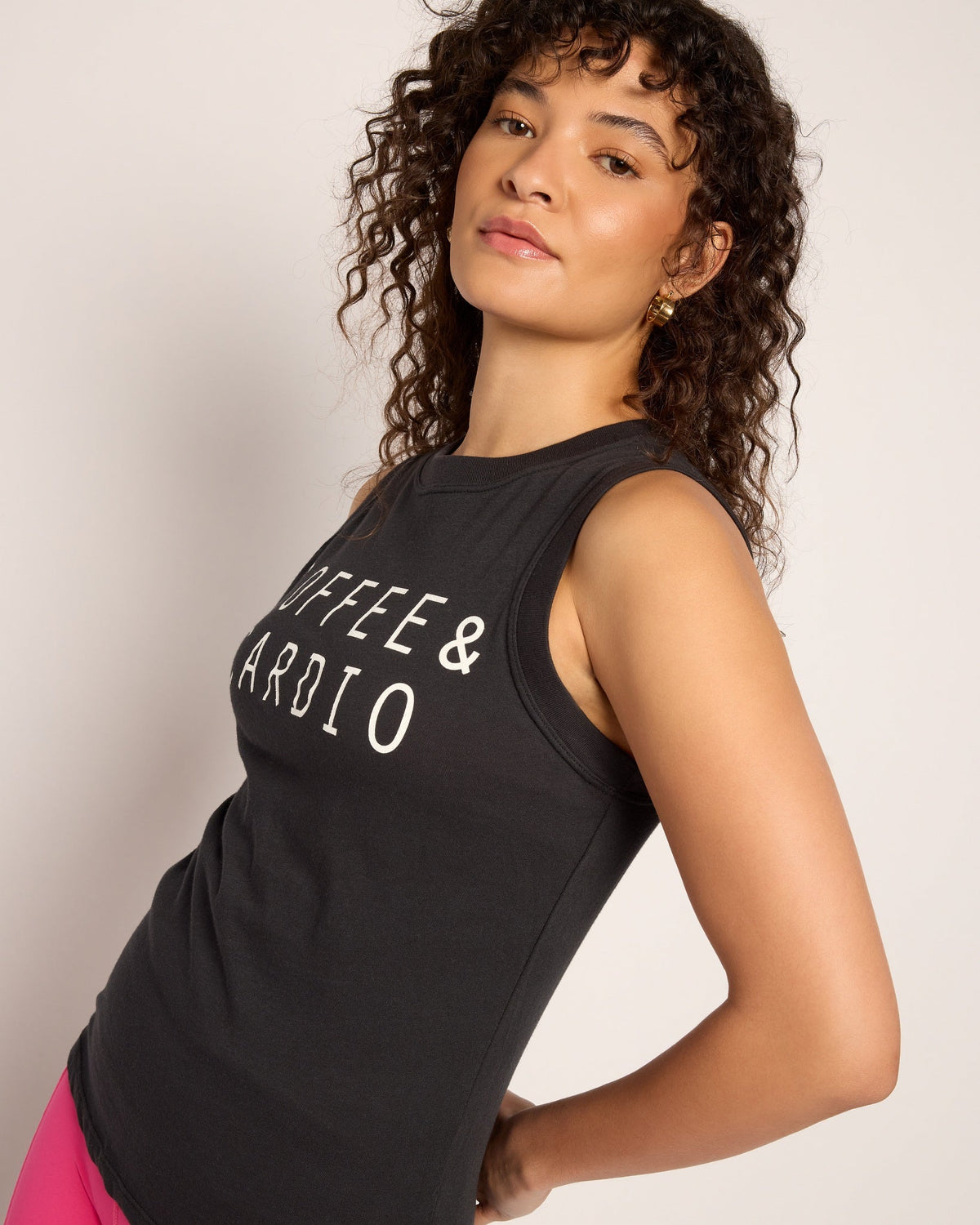 Faded Black $|& Interval "Coffee Cardio" Terrain Muscle Tank - VOF Front