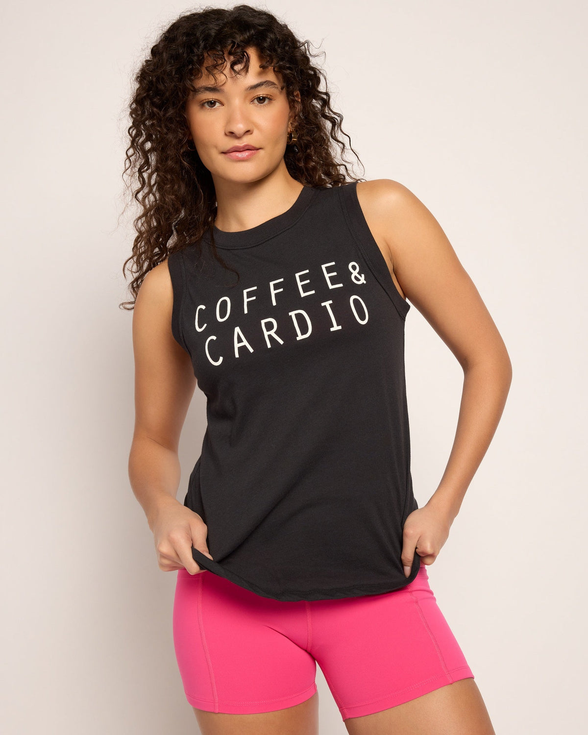 Faded Black $|& Interval "Coffee Cardio" Terrain Muscle Tank - SOF Front