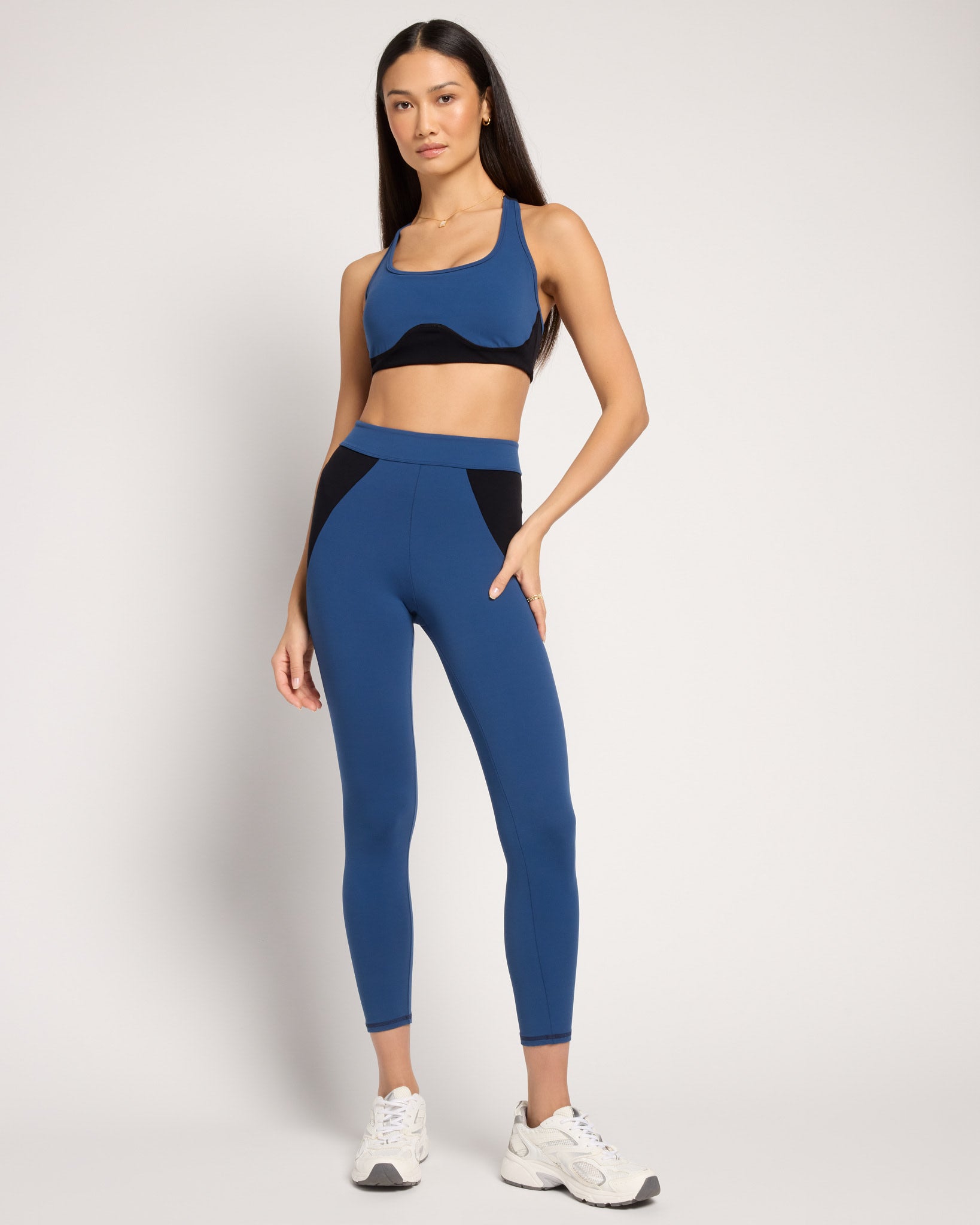 Deep Teal/Black $|& Interval CloudLight Scoreline Colorblocked Bra - UGC On Fig
