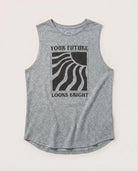 Heather Grey $|& Interval Aspire Graphic Tank- The Future Looks Bright - Hanger Detail