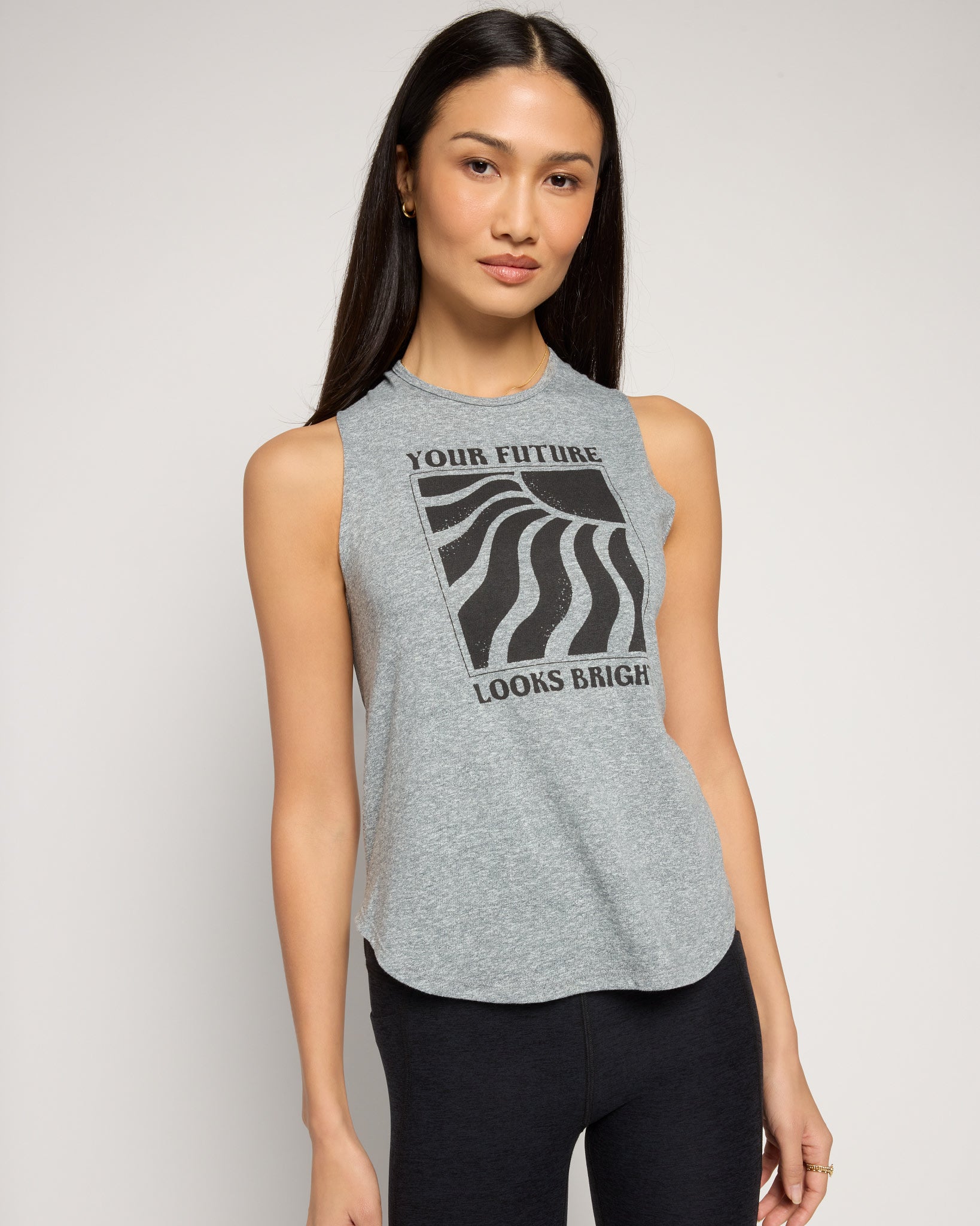 Heather Grey $|& Interval Aspire Graphic Tank- The Future Looks Bright - SOF Front