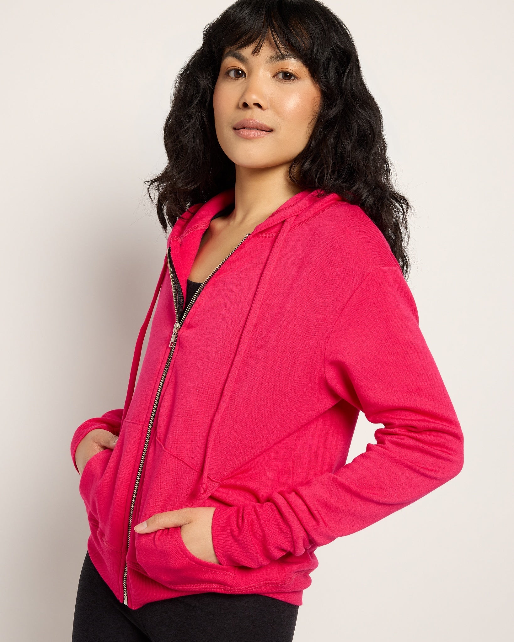 Magenta $|& Interval Flex Fleece Zip Hoodie - VOF Front