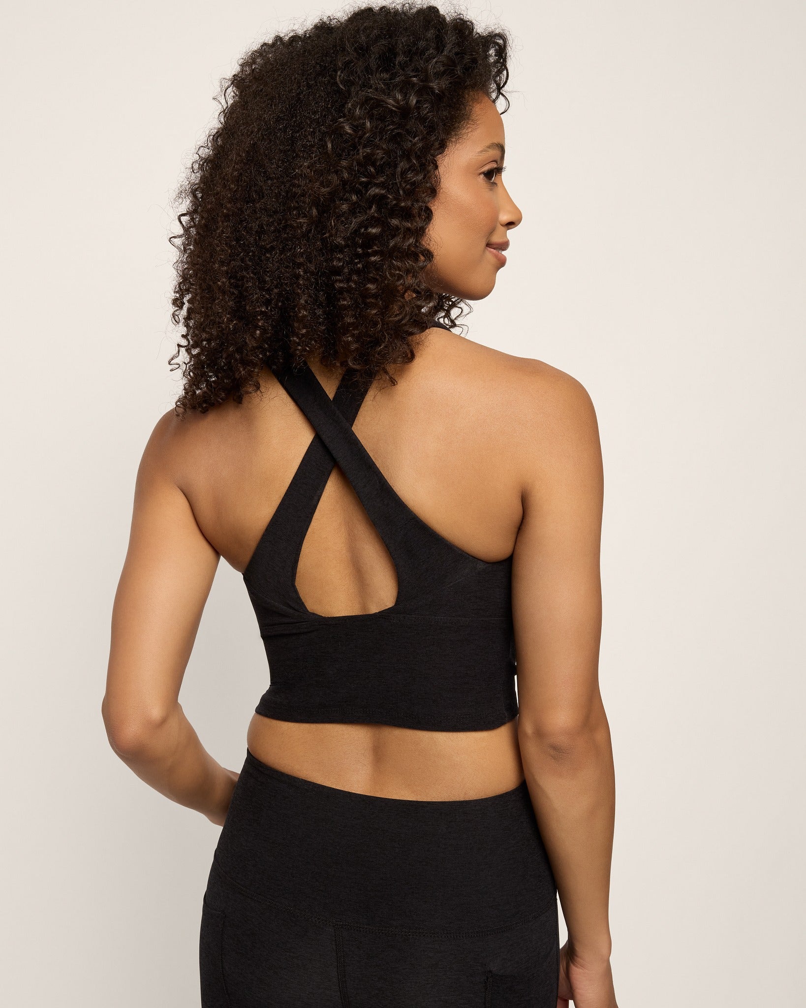 Night Sky Heather $|& Interval Flowheather Sculpt Aero Long Crop Tank - SOF Back