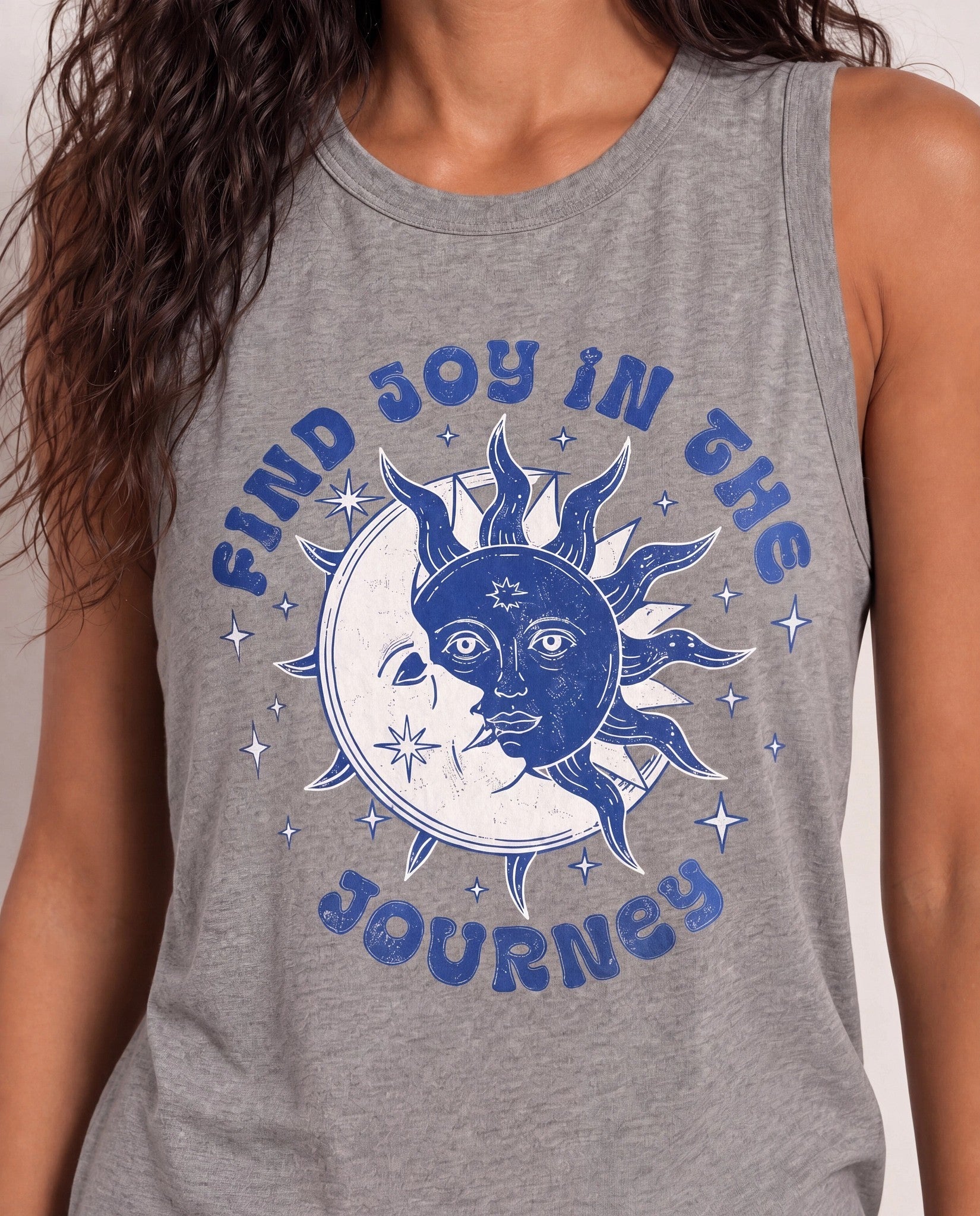 Heather Grey $|& Interval Terrain Muscle Tank - Find Joy In The Journey - SOF Full Front