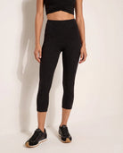 Night Sky Heather $|& Interval Flowheather Sculpt Defense Capri Pocket Legging - SOF Front