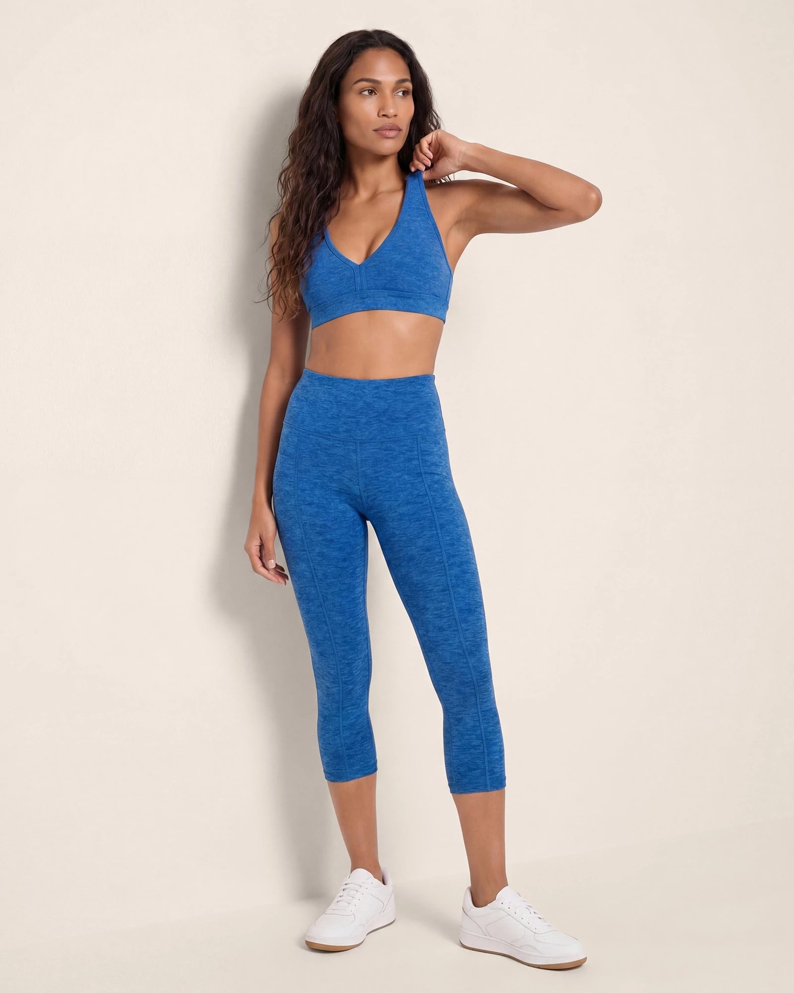 Electric Cobalt Heather $|& Interval Flowheather Sculpt Defense Capri Pocket Legging - UGC On Fig