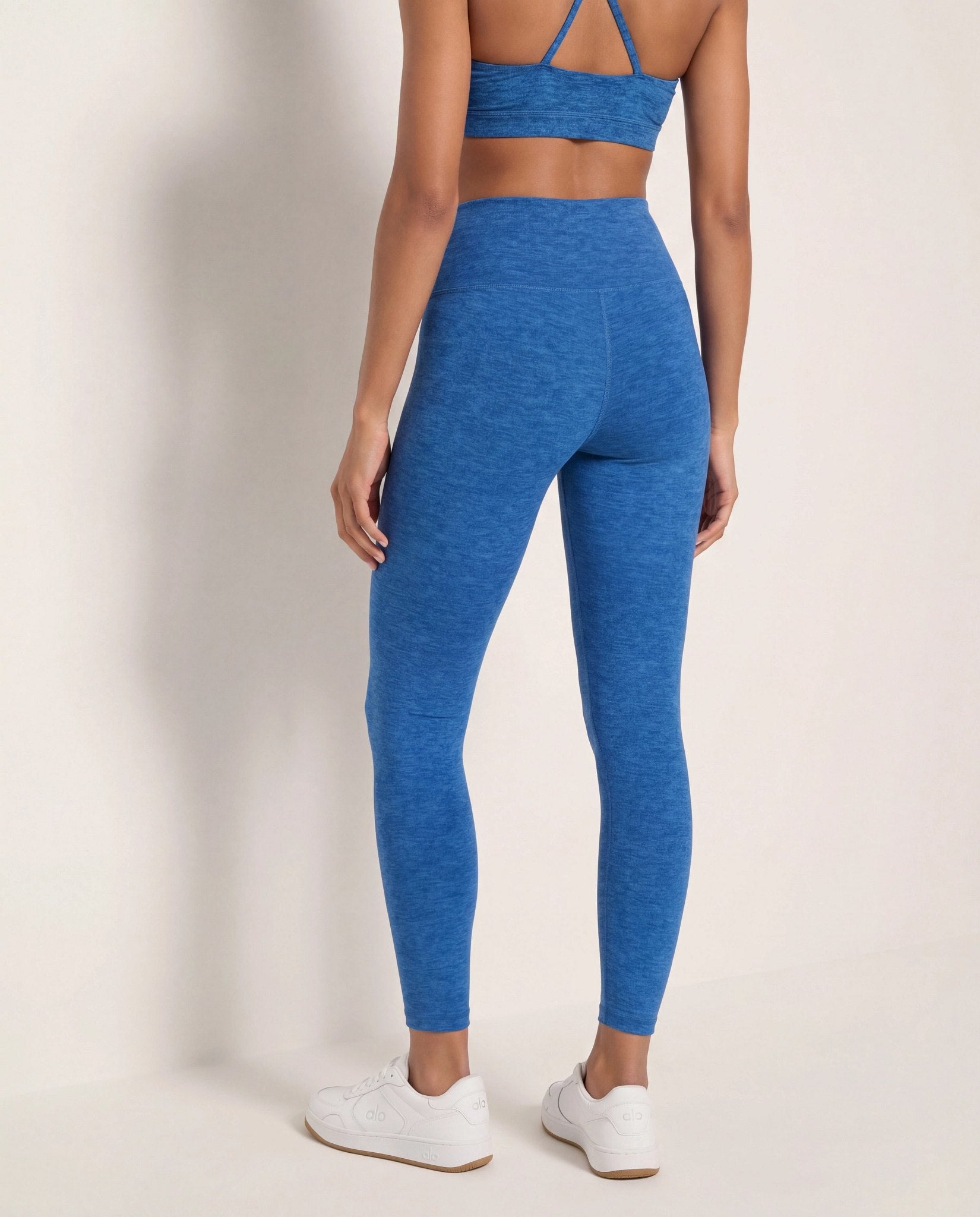 Electric Cobalt Heather $|& Interval FlowHeather Sculpt Crossover Leggings - SOF Back