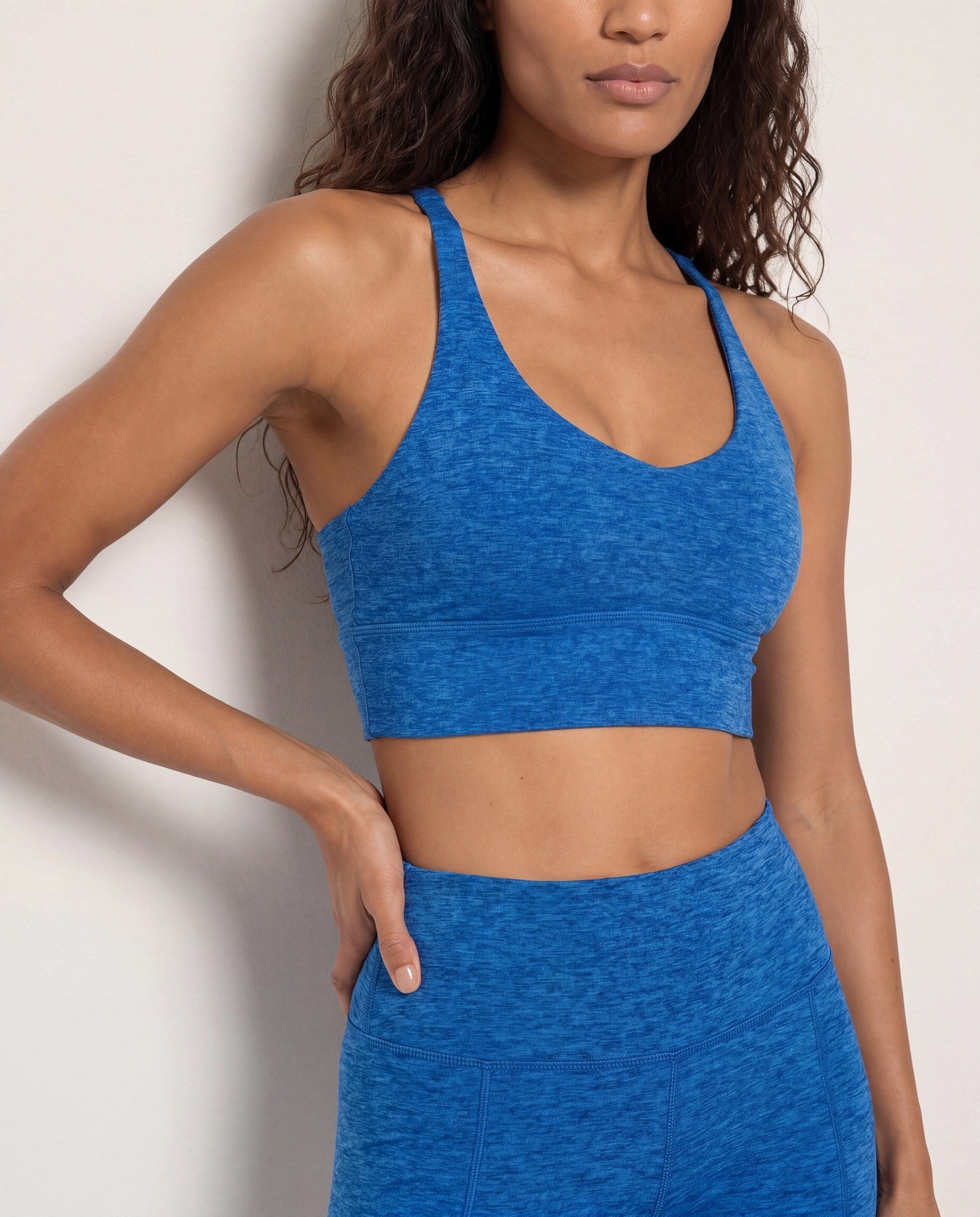 Electric Cobalt Heather $|& Interval Flowheather Sculpt Tenacity Bra - SOF Full Front