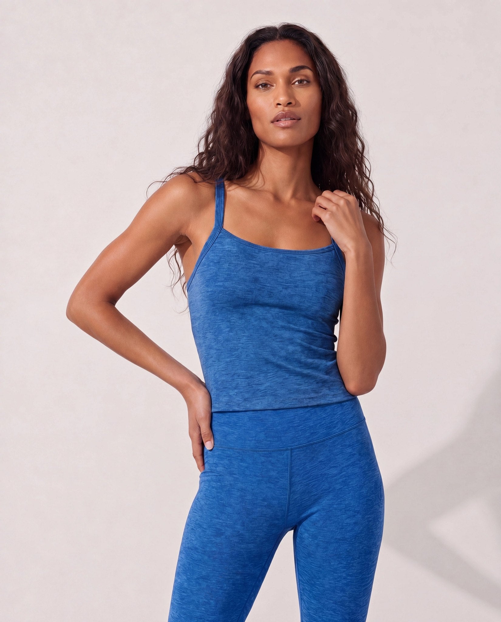 Electric Cobalt Heather $|& Interval Flowheather Sculpt Willpower Crop Tank - SOF Front