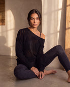 Black $|& Interval Release Off The Shoulder Sweater - SOF Side