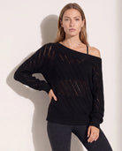 Black $|& Interval Release Off The Shoulder Sweater - SOF Front