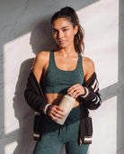 Hunter Green $|& Interval FlowHeather Sculpt Drive Bra - SOF Side