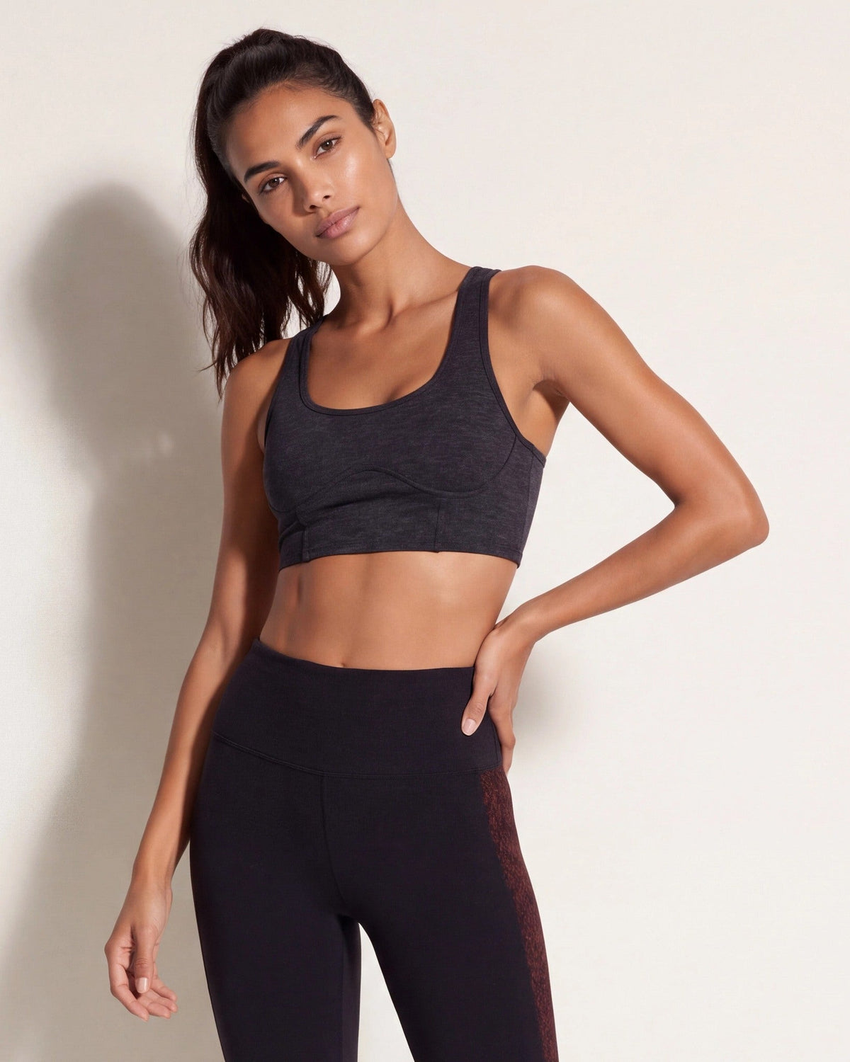 Night Sky Heather $|& Interval FlowHeather Sculpt Drive Bra - SOF Front