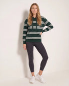 Hunter Green/Ivory Stripe $|& Interval Maritime Hooded Sweater - UGC On Fig
