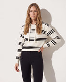 Ivory/Black Stripe $|& Interval Maritime Hooded Sweater - SOF Front