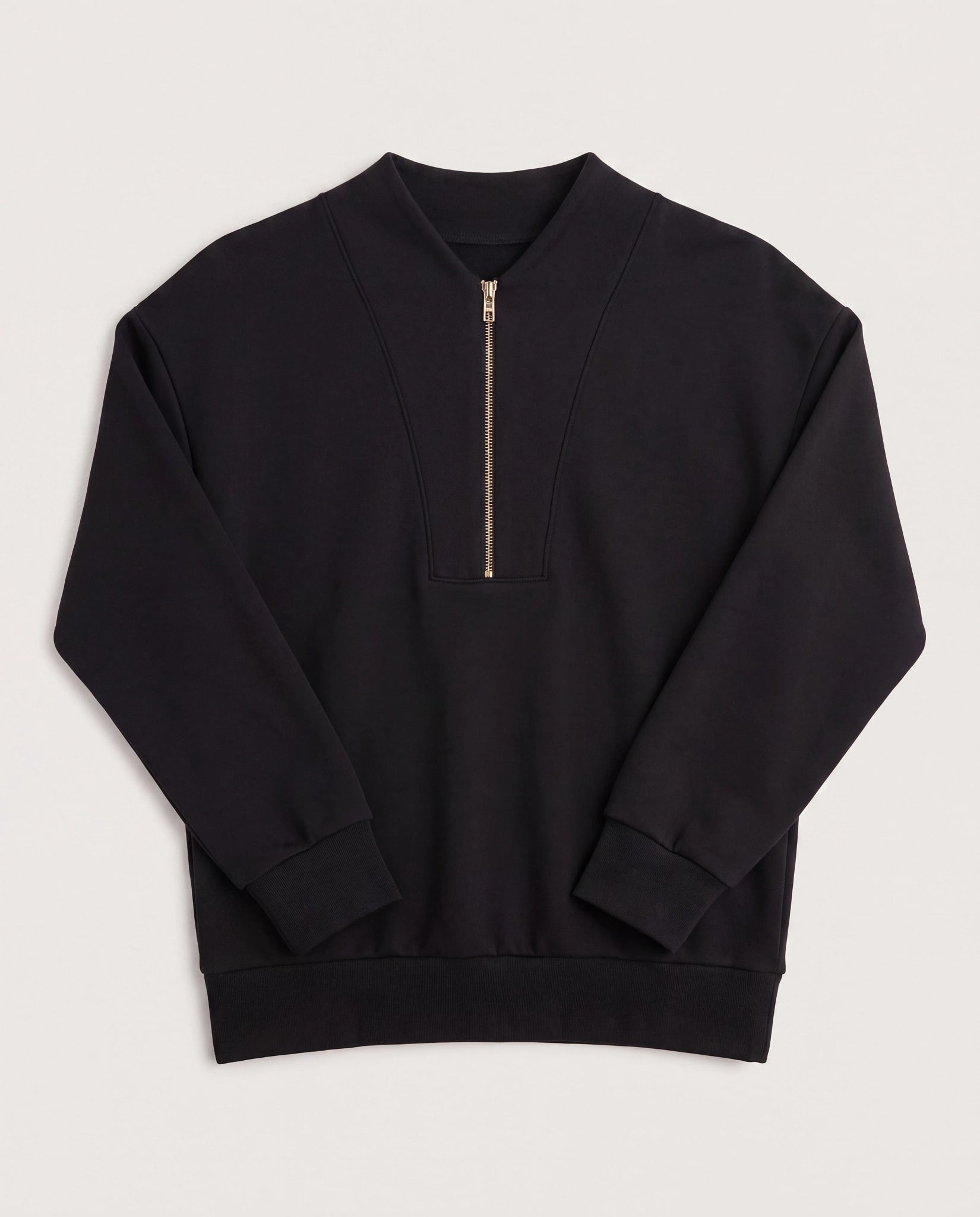 Black $|& Interval Interlock Incline Zip Pullover - Hanger Detail