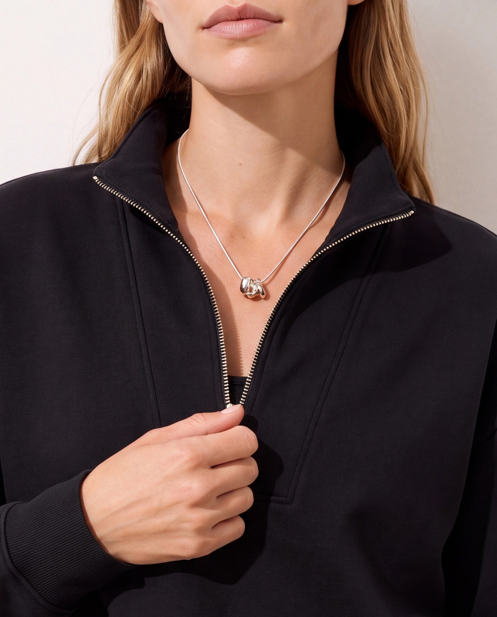 Black $|& Interval Interlock Incline Zip Pullover - SOF Full Front