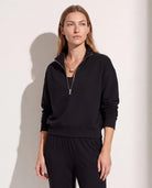 Black $|& Interval Interlock Incline Zip Pullover - SOF Front