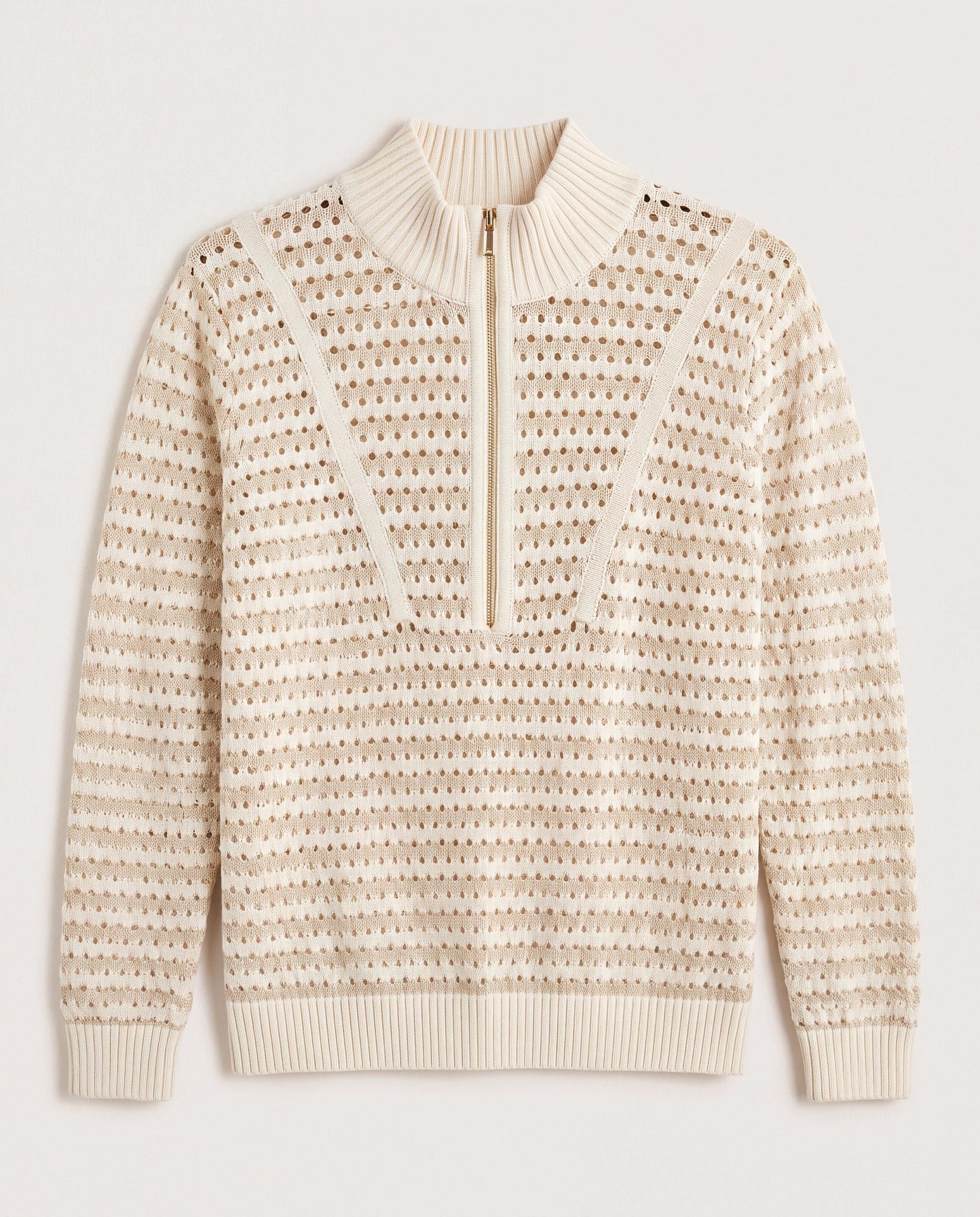 Cream Stripe $|& Interval Influence Quarter Zip Sweater - Hanger Detail