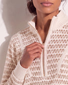 Cream Stripe $|& Interval Influence Quarter Zip Sweater - SOF Full Front