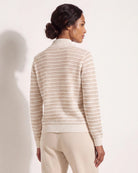 Cream Stripe $|& Interval Influence Quarter Zip Sweater - SOF Back