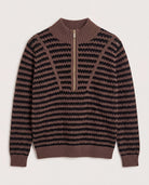 Walnut Stripe $|& Interval Influence Quarter Zip Sweater - Hanger Detail