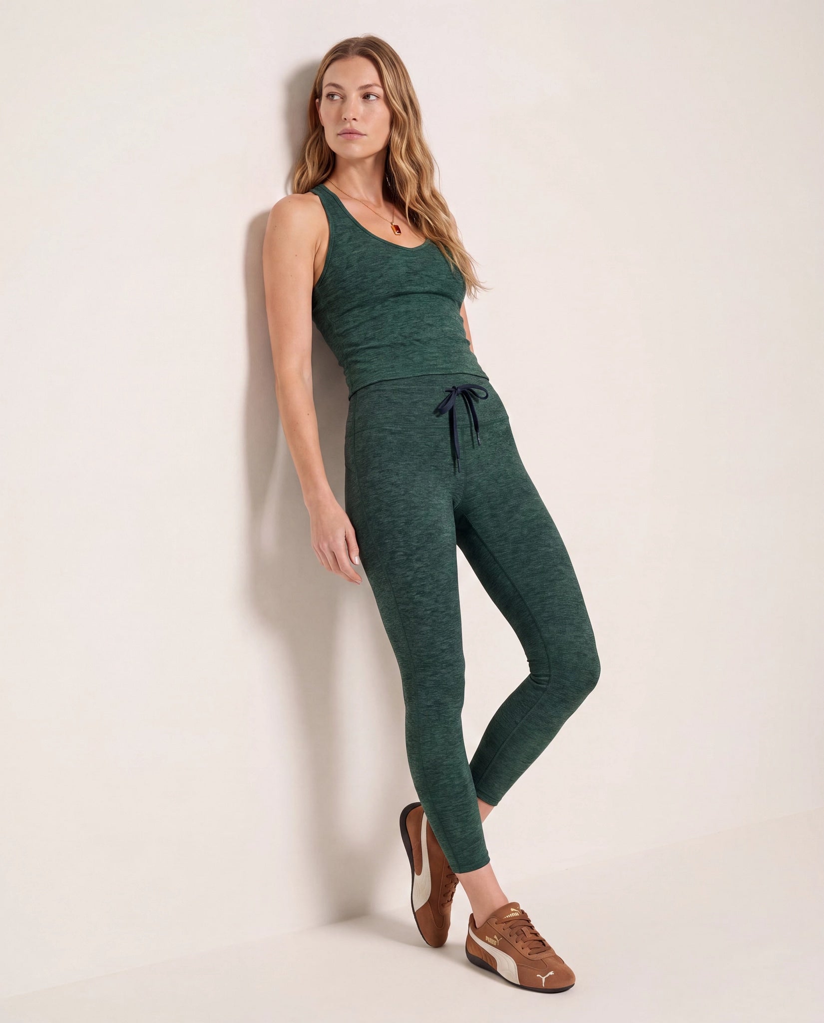 Hunter Green $|& Interval FlowHeather Sculpt Stride Long Crop Tank - UGC On Fig